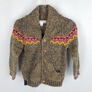 Pearls & Popcorn cardigan brown fairisle button-up 24 months‎